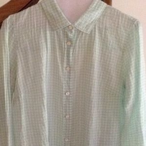 J. Crew Aqua/white checked shirt